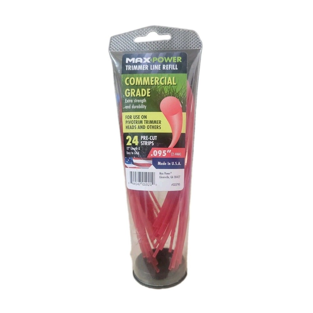 MAXPOWER .095 Trimmer Line Refill | 24 Pre‑Cut Strips | Commercial Grade